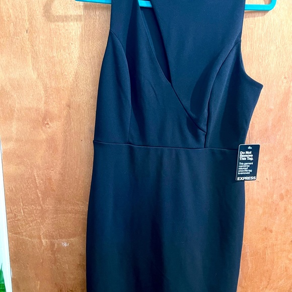 Express Black Dress Sleeveless Slash Front Pleated Back Medium - Picture 4 of 6